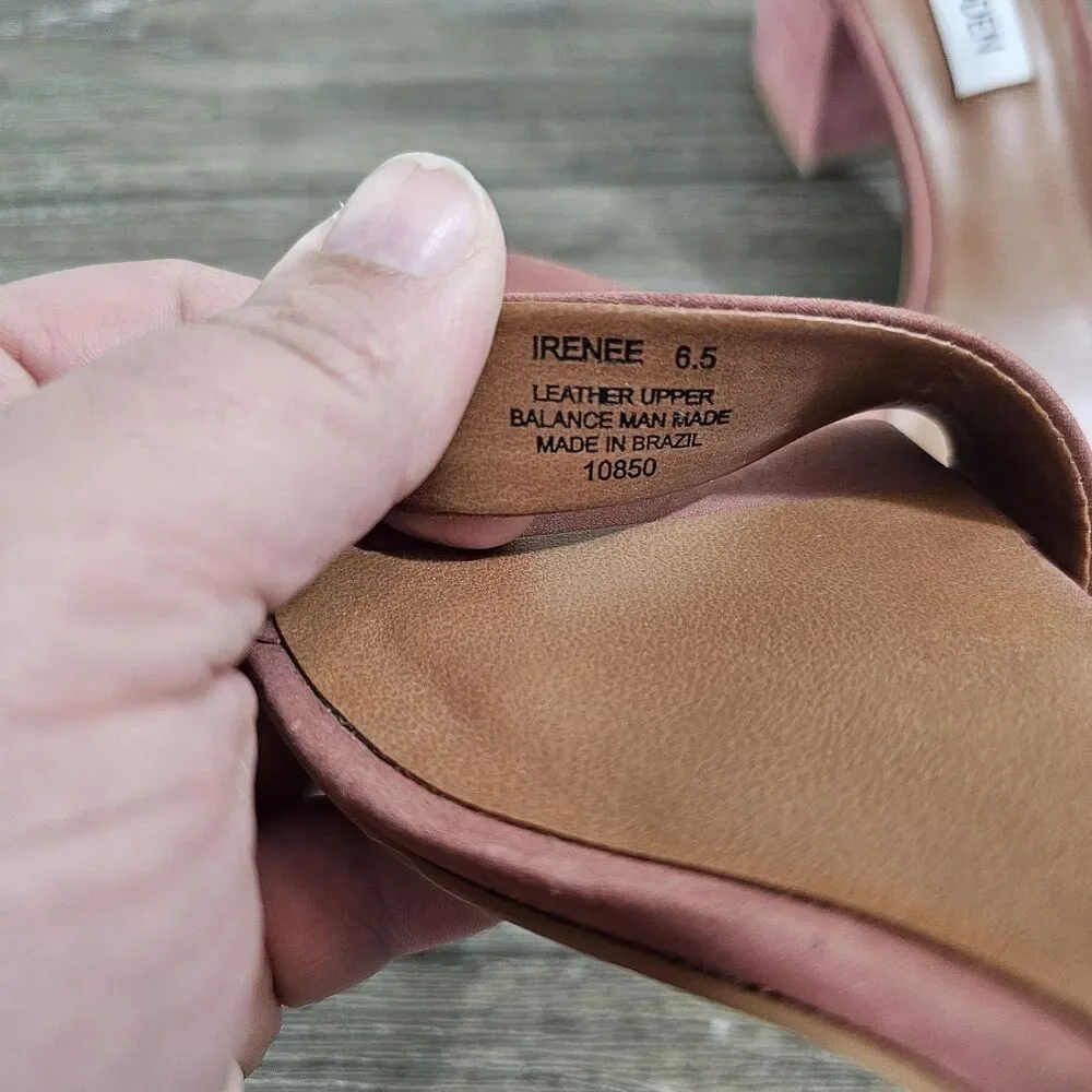 Steve Madden Irenee Pink Rose Suede Block Heel‎ Womens Size 6.5